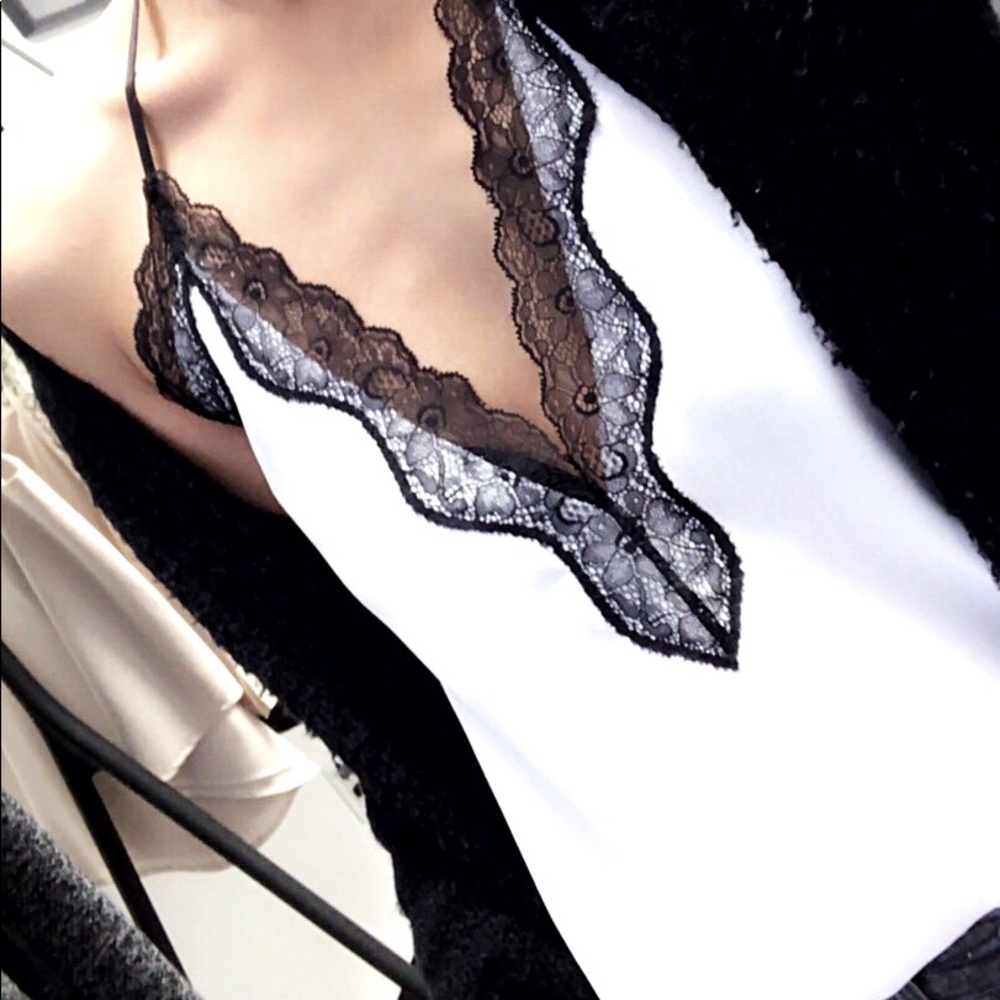 SALE!! Fiona black lace white cami - Picture 5 of 5